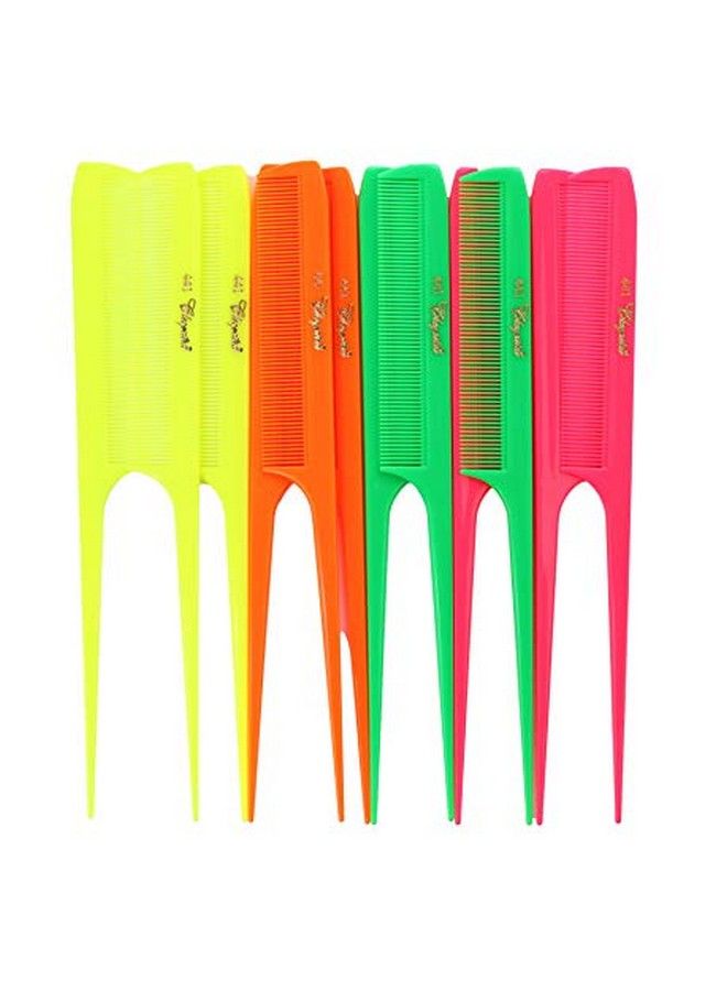 Krest Cleopatra 81/2 Inch Rattail Combs Extra Fine Tooth.Rat Tail Comb Model 441 Color Neon Mix. 1 Dozen. - Image 2