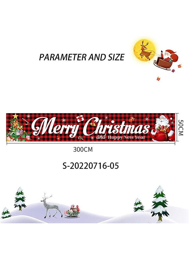 JCB CHIC Large Merry Christmas Banner  Xmas Yard Banners with Santa Claus Snowman and Christmas Tree Merry Outdoor Indoor Christmas Sign Hanging Banner for Christmas Party Decoration Supplies - Image 2
