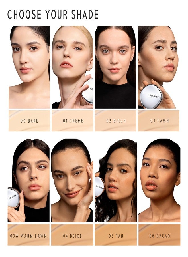 كريم أساس تايمفوريا تايم ليس لومينا مات كوفر كوشن -02 بيرش، تغطية كاملة بتقنية الوسادة الهوائية، خفيف الوزن وطبيعي، لمسة نهائية مطفية خالية من العيوب، تحكم في الزيوت لمدة 12 ساعة، يدوم طويلاً، مقاوم للماء والعرق - Image 3