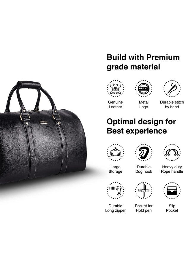  هاموندز فلاي كاتشر حقيبة دافل HAMMONDS FLYCATCHER للسفر (18 بوصة) - جلد طبيعي، مقاوم للماء - حقيبة مثالية للكابينة أثناء الطيران - حقيبة سفر نهاية الأسبوع للرجال والنساء للأمتعة (18 بوصة، أسود) - Image 4