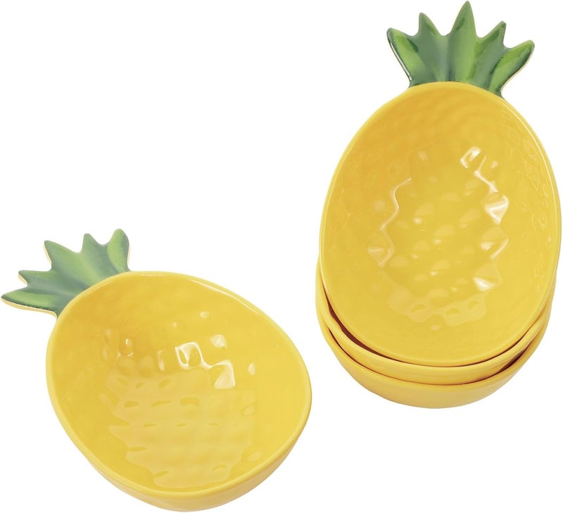UPware Pineapple Shape Dessert Bowls Melamine Ice Cream Bowls Small Prep Bowls Durable and BPAFree for Dipping Sauce Ice Cream and Side Dishes Yellow 55 x 35 Inch Set of 4 - Image 1