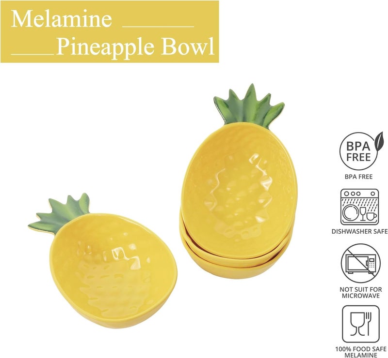 UPware Pineapple Shape Dessert Bowls Melamine Ice Cream Bowls Small Prep Bowls Durable and BPAFree for Dipping Sauce Ice Cream and Side Dishes Yellow 55 x 35 Inch Set of 4 - Image 4