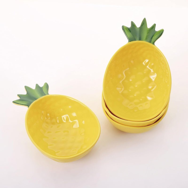 UPware Pineapple Shape Dessert Bowls Melamine Ice Cream Bowls Small Prep Bowls Durable and BPAFree for Dipping Sauce Ice Cream and Side Dishes Yellow 55 x 35 Inch Set of 4 - Image 2