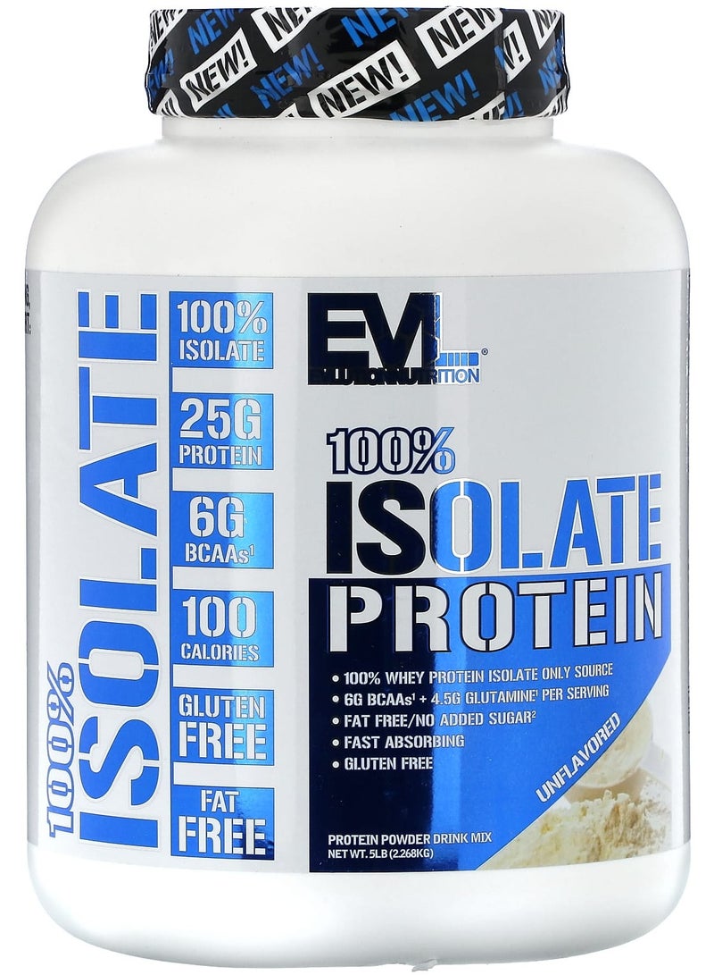 EVLUTION NUTRITION بروتين عازل 100%، بدون نكهة، 5 أرطال (2.268 كجم)