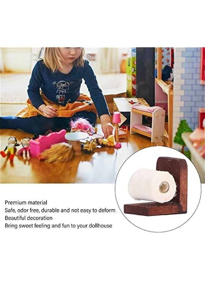 Generic - Miniature Dollhouse Toilet Paper Rolls,1:12 Dollhouse Roll Paper Miniature Paper Towel Dispenser Kitchen Dollhouse Holder - Image 1