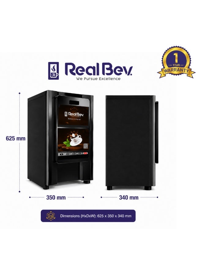 ريالبيف ماكينة بيع قهوة RealBev بأربعة خيارات مع عبوة خلطات جاهزة | تشمل قهوة سريعة التحضير، وقهوة الكرك، والهيل، والكابتشينو | موزع مشروبات ساخنة أوتوماتيكي للاستخدام المكتبي - Image 2