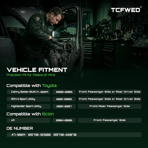TCFWED Power Window Motor Compatible with Toyota Camry 2002-2006 RAV4 2001-2005 Highlander 2001-2007 & Scion xA 2004-2006 Front Passenger Side,2-pin Plugs,Replace # 47-10011 85710-12300 85710-42070 - Image 2