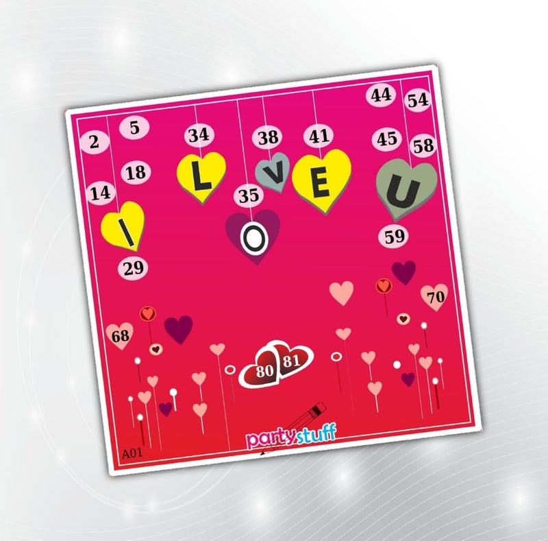 PartyStuff Tambola Housie - I Love You kukuba (18 Piece) - Image 1