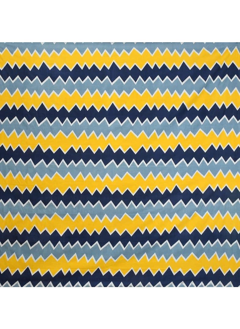 BSB HOME BSB HOME 100% Microfiber bedsheet for Double Bed with 2 Pillow Covers Breathable | Wrinklefree and Softtouch Zig-zag Print Sheet- Yellow & Blue  - Image 4