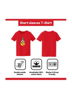 PRINTSHOP4ME Christmas Emoji Kids Red T-Shirt For Girls–Soft Cotton Round Neck Short Sleeve T-Shirt With Smiley Face Emoji–Great For Parties  - Image 5