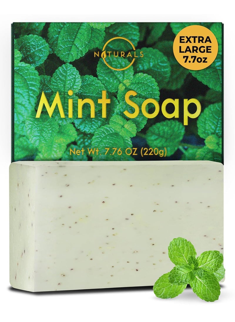 O Naturals - O NATURALS Exfoliating Soap Bar with Dry Mint Leaves  Medium Grit Mens Soap Natural Exfoliating Bar Soap for Men Peppermint Soap Bar  Face Soap Moisturizing Mens Face Bar Soap Mens Soap Bar - Image 1