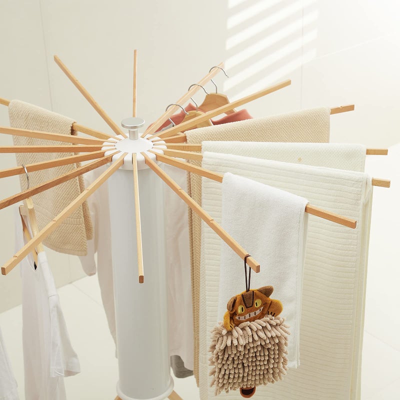 JOOM Tripod Clothes Drying Rack, Garment Rack Portable and Foldable Space Saving Laundry Drying Rack - Drying Rack Clothing Floor Folding Balcony Bedroom Household Wooden - Image 3