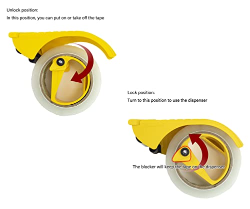 Prosun 2 Inch Packing Tape Gun Dispenser, Width-Adjustable Box Sealer, Lightweight Ergonomic Industrial Heavy Duty Tape Cutter for Carton, Packaging and Box Sealing, Yellow - Image 4