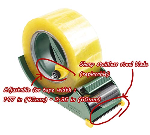 Prosun 2 Inch Packing Tape Gun Dispenser, Width-Adjustable Box Sealer, Lightweight Ergonomic Industrial Heavy Duty Tape Cutter for Carton, Packaging and Box Sealing, Yellow - Image 2