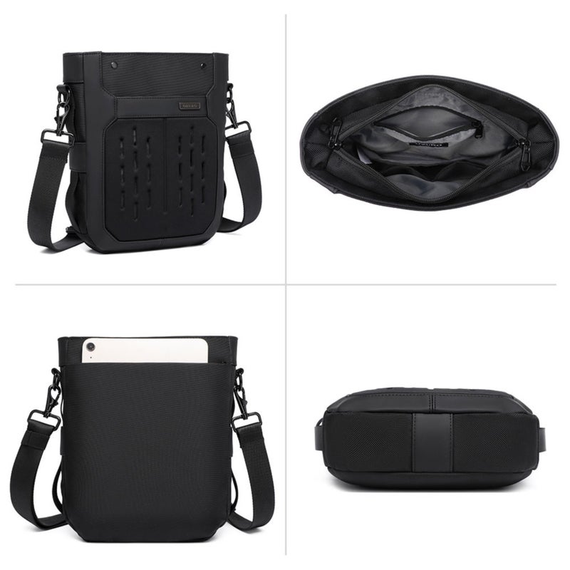 OZUKO Water-Resistant Oxford Mini Messenger Crossbody Bag With Anti-Theft Design, 30 x 26 x 7 cm, Multi-Compartment Daily Urban Bag, Black, 9783 - Image 3