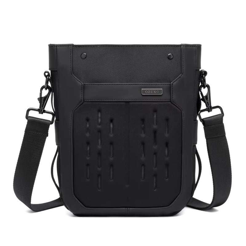 OZUKO Water-Resistant Oxford Mini Messenger Crossbody Bag With Anti-Theft Design, 30 x 26 x 7 cm, Multi-Compartment Daily Urban Bag, Black, 9783 - Image 1