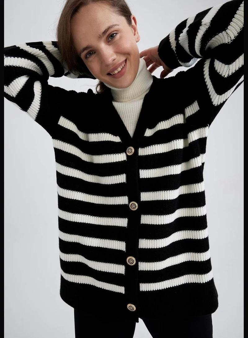ديفاكتو Woman V Neck Long Sleeve Tricot Cardigan