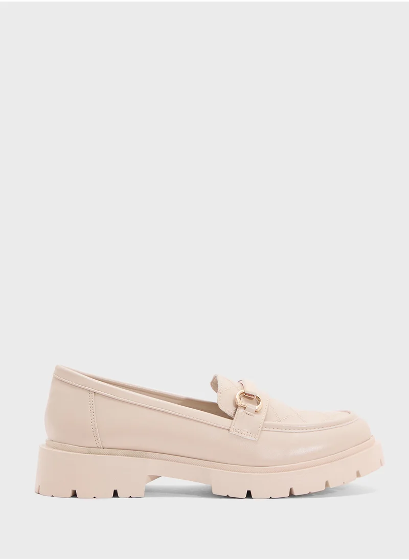 Ginger Chunky Metal Trim Detail Moccasin