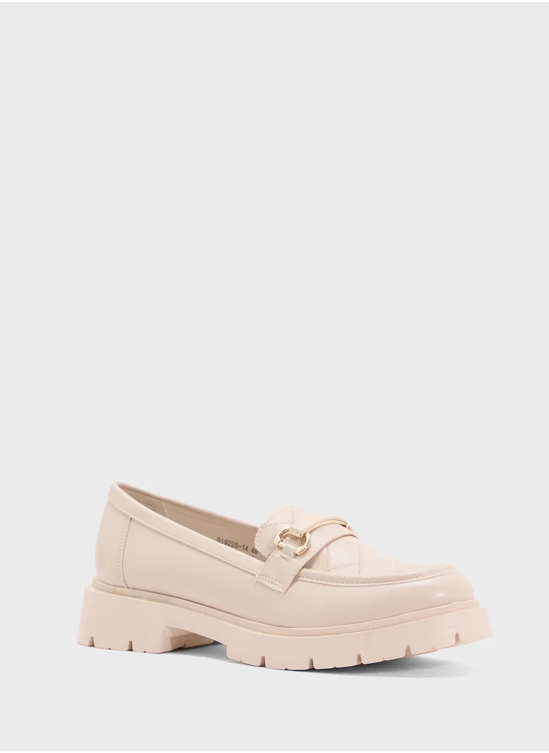 Ginger Chunky Metal Trim Detail Moccasin