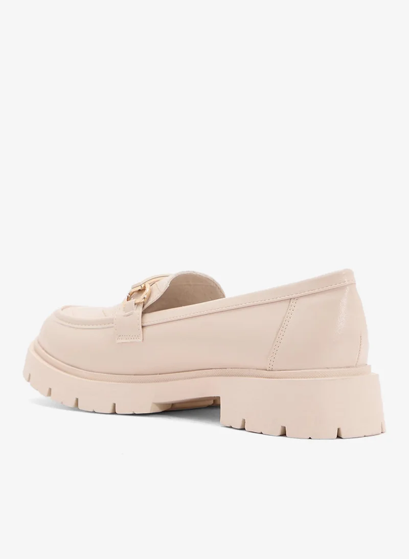 Ginger BEIGE Chunky Metal Trim Detail Moccasin for Women | Best Price UAE