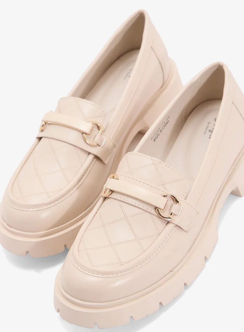 Ginger BEIGE Chunky Metal Trim Detail Moccasin for Women | Best Price UAE