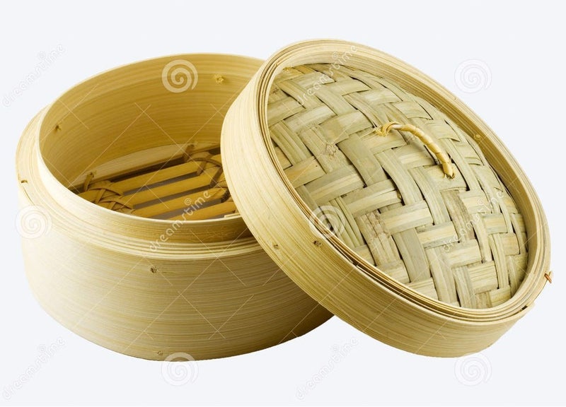 decorcrafts Handmade Round Shape MomosDimsumWanton Steamer Bamboo Box Basket Beige 6Inch - Image 2