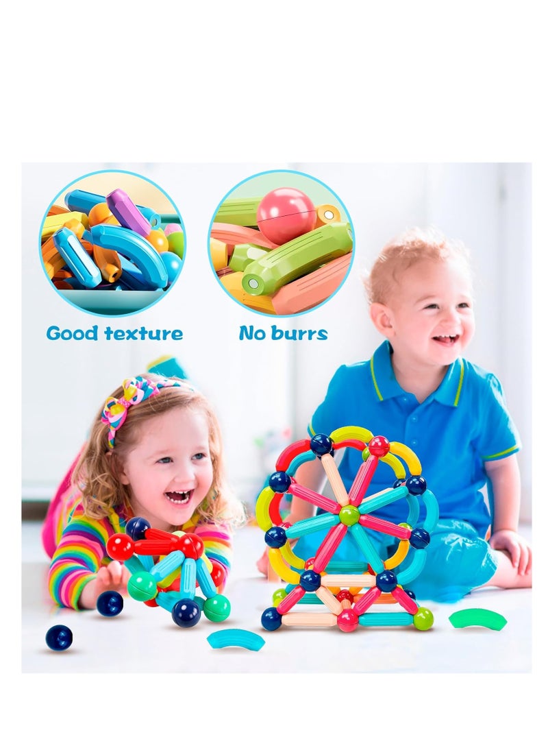 ممز بلانيت مجموعة  من 50 قطعه العاب وقضبان مغناطيسية للاطفال الصغار، مكعبات بناء مغناطيسية وعصي وكرات تعليمية قابلة للتكديس للاولاد والبنات والاطفال من سن 3 سنوات فما فوق، بلاستيك صحي للاطفال ، هديه للاطفال- العاب اطفال - Image 2