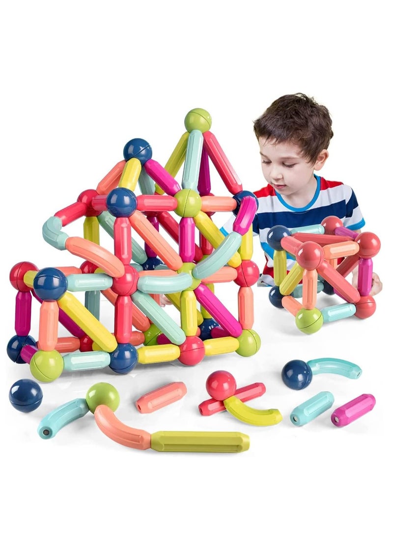 ممز بلانيت مجموعة  من 50 قطعه العاب وقضبان مغناطيسية للاطفال الصغار، مكعبات بناء مغناطيسية وعصي وكرات تعليمية قابلة للتكديس للاولاد والبنات والاطفال من سن 3 سنوات فما فوق، بلاستيك صحي للاطفال ، هديه للاطفال- العاب اطفال - Image 4