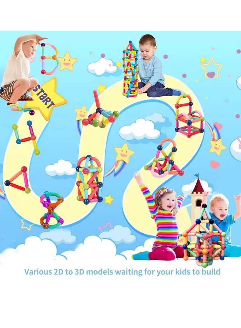 ممز بلانيت مجموعة  من 50 قطعه العاب وقضبان مغناطيسية للاطفال الصغار، مكعبات بناء مغناطيسية وعصي وكرات تعليمية قابلة للتكديس للاولاد والبنات والاطفال من سن 3 سنوات فما فوق، بلاستيك صحي للاطفال ، هديه للاطفال- العاب اطفال - Image 5