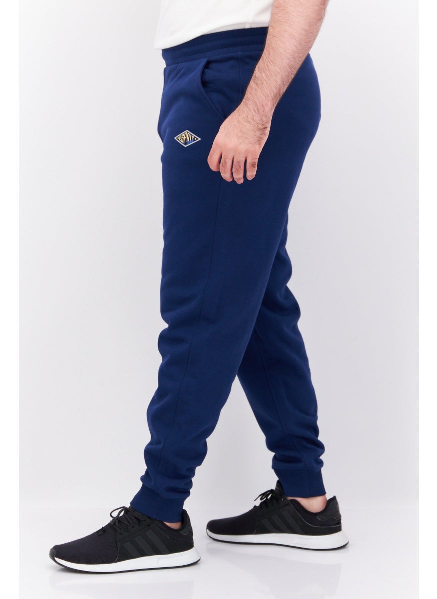 ESPRIT Men Regular Fit Brand Logo Sweatpants, Blue  - Image 4