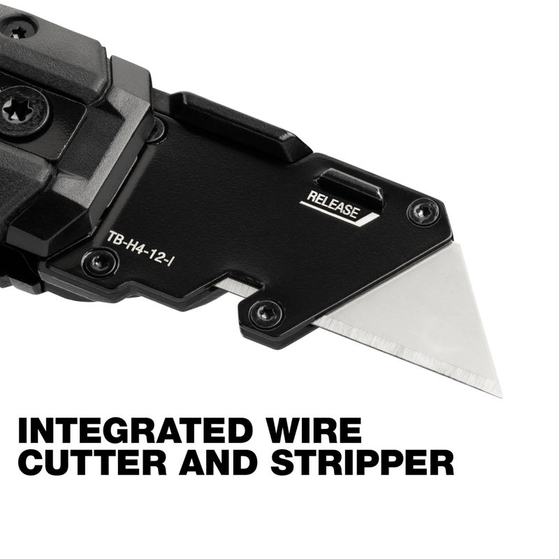 ToughBuilt â€“ Prybar Utility Knife, Heavy-Duty Folding Utility Knife with Built-In Prybar, Scraper Edge, Wire Cutter, and Quick-Change Blade Release, All-Metal Construction (TB-H4-12-I) - Image 4