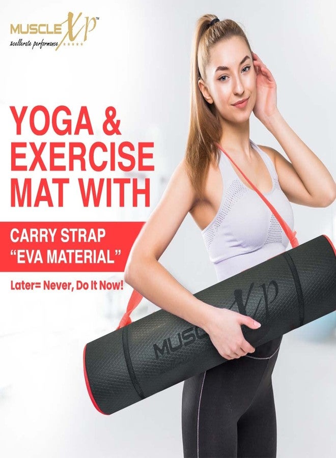 ماسل إكس بي بساط يوغا MuscleXP EVA مع حزام حمل للتمارين الرياضية في الصالة الرياضية وتمارين اليوغا بسماكة 6 مم، بساط يوغا مضاد للانزلاق للرجال والنساء (أسود) - Image 3