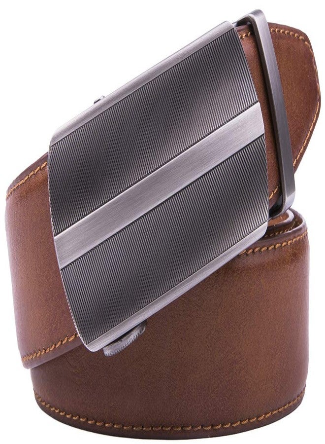 Landmark Men's Belt Genuine Leather Dress Belts Ratchet Automatic Buckle Size Customized (36/38, Cognac) - Image 2