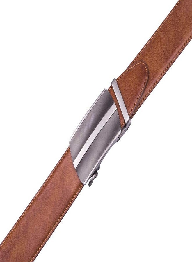 Landmark Men's Belt Genuine Leather Dress Belts Ratchet Automatic Buckle Size Customized (36/38, Cognac) - Image 3