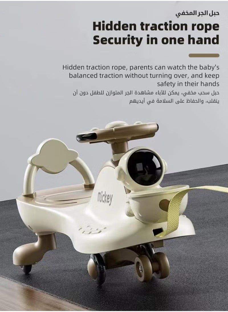 MIXDE Ride on Car for Kids, Extended Baby Swing Car, Magic Baby Cars for 1-6 Years Boys Girls, Ride-On Toys for Kids Toddlers, Twister with Silent Wheels, Light, Music and Backrest, for Riding with Parents  - Image 3