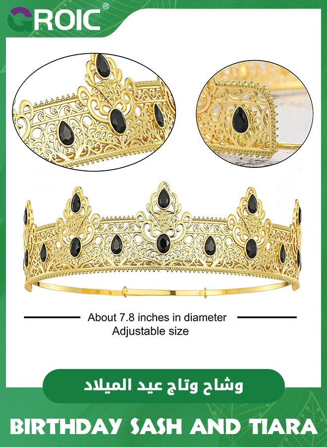 GROIC Birthday Crown and Birthday King Sash, Birthday Crown, Tiara Birthday for Men, Prince Crown Birthday Party Decorations, Birthday King Headband Birthday Accessories for Boys Men - Image 2