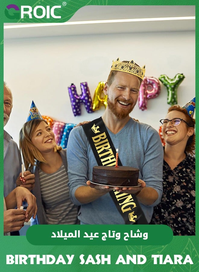 GROIC Birthday Crown and Birthday King Sash, Birthday Crown, Tiara Birthday for Men, Prince Crown Birthday Party Decorations, Birthday King Headband Birthday Accessories for Boys Men - Image 3