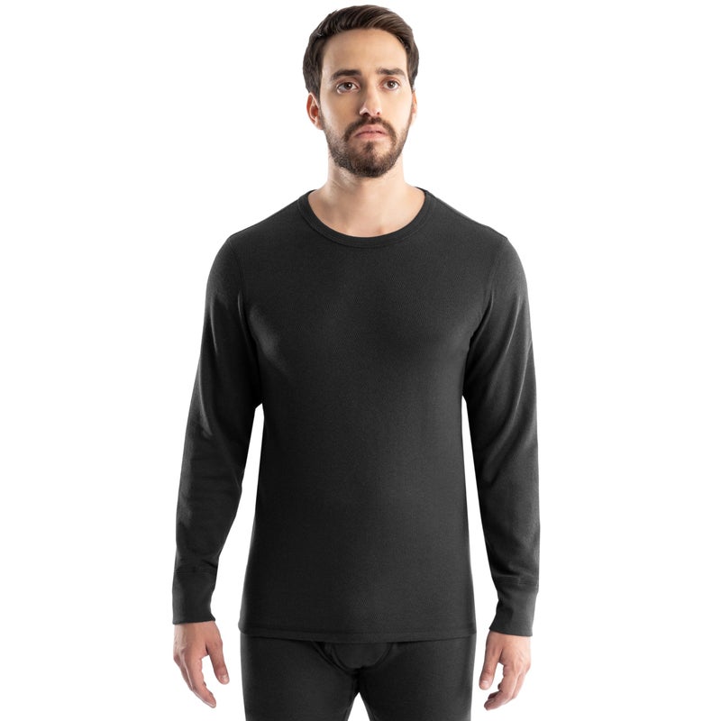 Realtree Men's Heavyweight Cotton Polyester Long Sleeve Thermal Underwear Top, Black, Large - Image 1