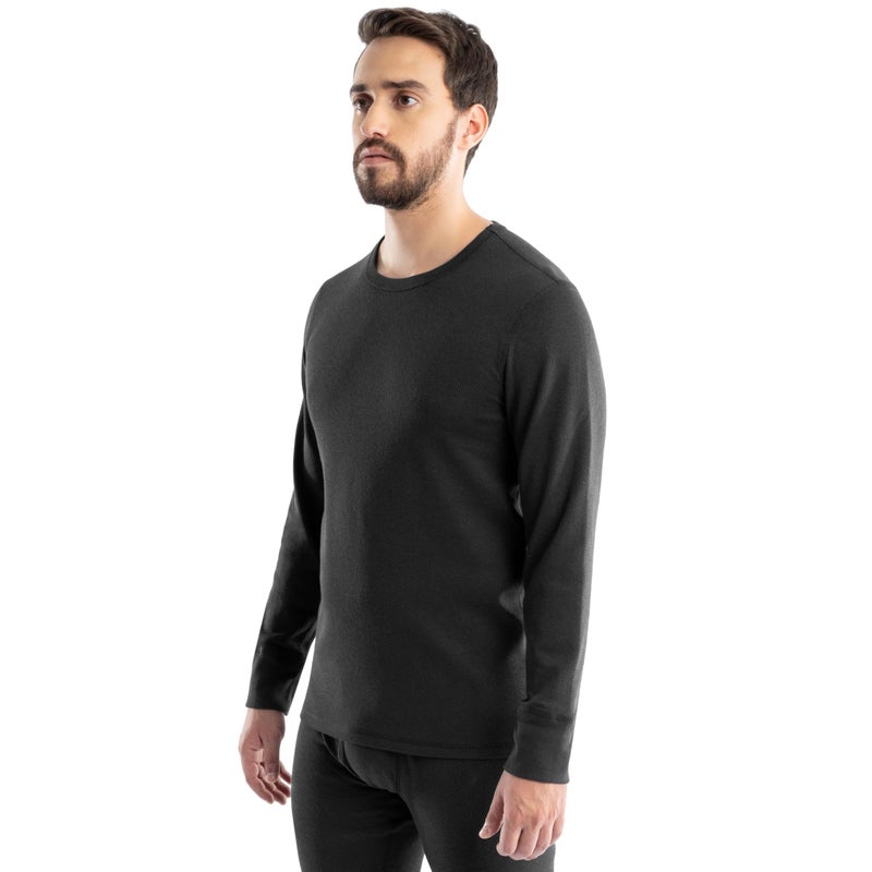 Realtree Men's Heavyweight Cotton Polyester Long Sleeve Thermal Underwear Top, Black, Large - Image 4
