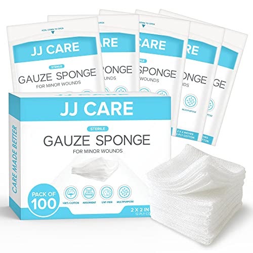 JJ CARE Sterile Gauze Pads 2 x 2 Pack of 100 12Ply Cotton IndividuallyWrapped Sterile Gauze Sponges 100 Woven NonStick for First Aid Kit Wound Care - Image 2