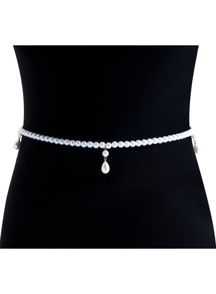 سلسلة خصر نسائية من اللؤلؤ الصناعي بتصميم أنيق سلسلة خصر للبطن - Image 1