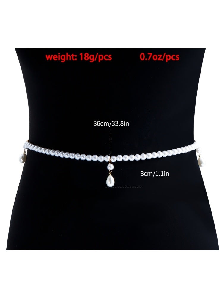 سلسلة خصر نسائية من اللؤلؤ الصناعي بتصميم أنيق سلسلة خصر للبطن - Image 2