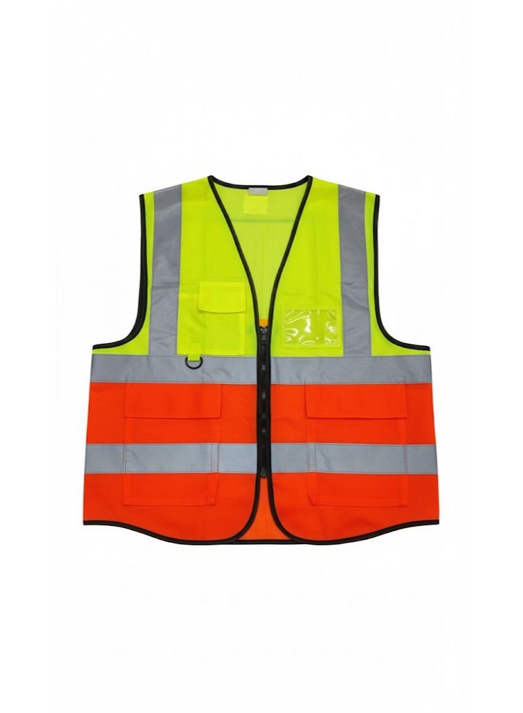 High Quality Engineers Safety Vest EN 20471 Specification Multi-Pocket, 360 Degree High Visibility Reflective, Men and Women, Color (Yellow and Orange) - Image 2