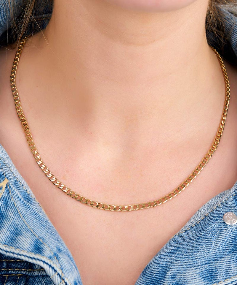 Barzel 18K Gold Plated Curb/Cuban Link Chain Necklace 2MM, 3MM, 4MM, 5MM For Women or Men - Made In Brazil (4MM Gold, 22 Inches) - Image 2