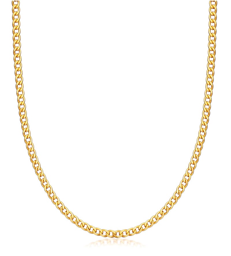 Barzel 18K Gold Plated Curb/Cuban Link Chain Necklace 2MM, 3MM, 4MM, 5MM For Women or Men - Made In Brazil (4MM Gold, 22 Inches) - Image 1