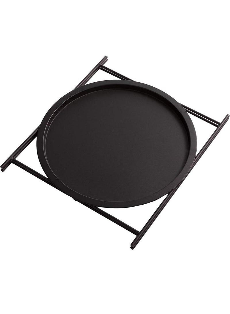 Generic Black Foldable Round Multi-Purpose Metal Side Accent, Coffee, End Table for Bedroom, Living Room - Image 3