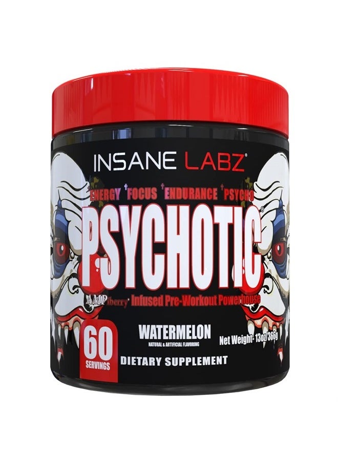 Insane labz Psychotic, High Stimulant Pre Workout Powder, Extreme Lasting Energy, Focus and Endurance with Beta Alanine, Creatine Monohydrate, DMAE, 60 Srvgs  - Image 1