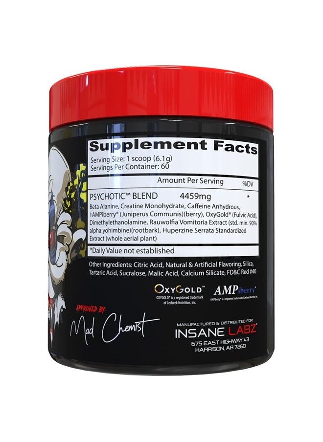 Insane labz Psychotic, High Stimulant Pre Workout Powder, Extreme Lasting Energy, Focus and Endurance with Beta Alanine, Creatine Monohydrate, DMAE, 60 Srvgs  - Image 2