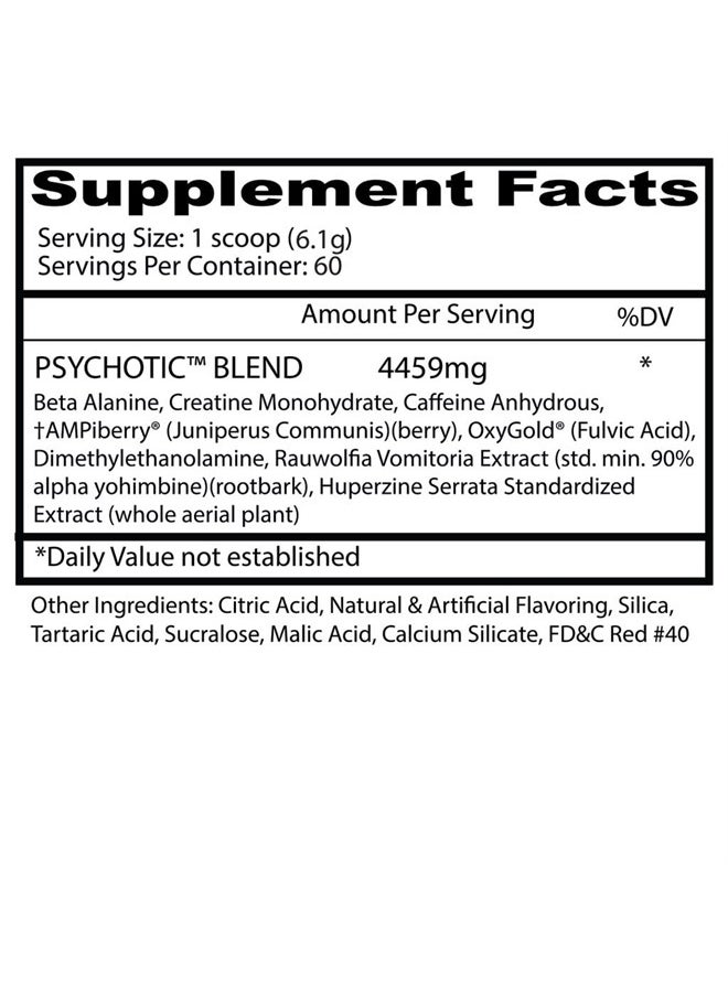 Insane labz Psychotic, High Stimulant Pre Workout Powder, Extreme Lasting Energy, Focus and Endurance with Beta Alanine, Creatine Monohydrate, DMAE, 60 Srvgs  - Image 4
