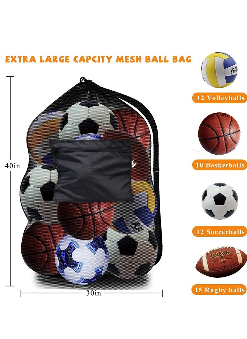 KASTWAVE - Mesh Ball Bags, Heavy Duty Sports Ball Bag with Adjustable Strap, Drawstring Extra Large Soccer Ball Bag Work for Coach, Basketball,Football, Volleyball,BaseBall and Swimming Gears - Image 1